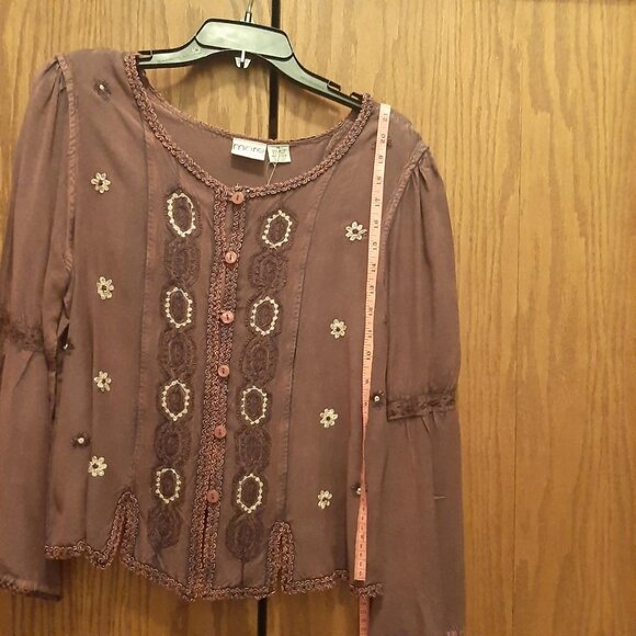 NEW ! More by Lata Women Crochet Boho Style Top Purple Size M - Picture 3 of 9